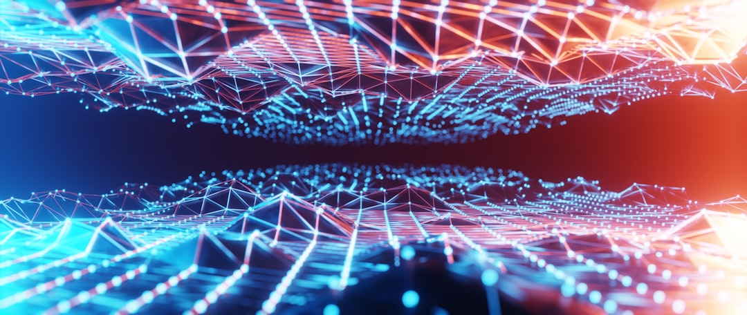 An abstract visualization of a futuristic network with interconnected glowing nodes, representing the complex data behind an AI's return on investment.