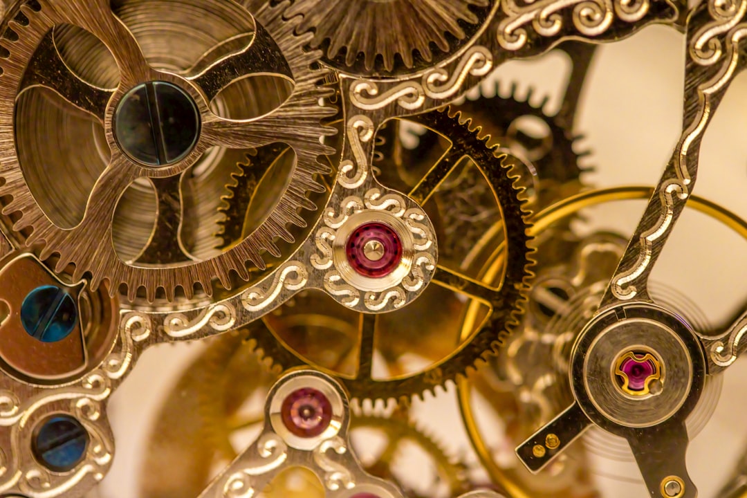 A detailed macro photograph of an intricate and precise clockwork mechanism, illustrating the complexity and custom-built nature of an elite AI agent.