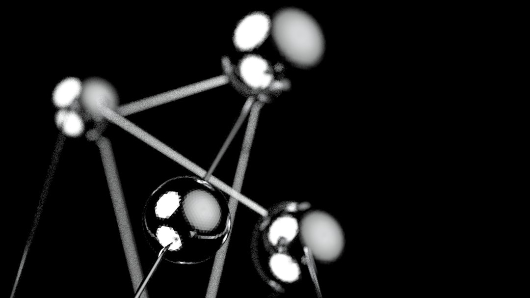 A futuristic abstract image showing a complex network of glowing connected dots and lines on a dark background, representing data, AI, and interconnected systems.