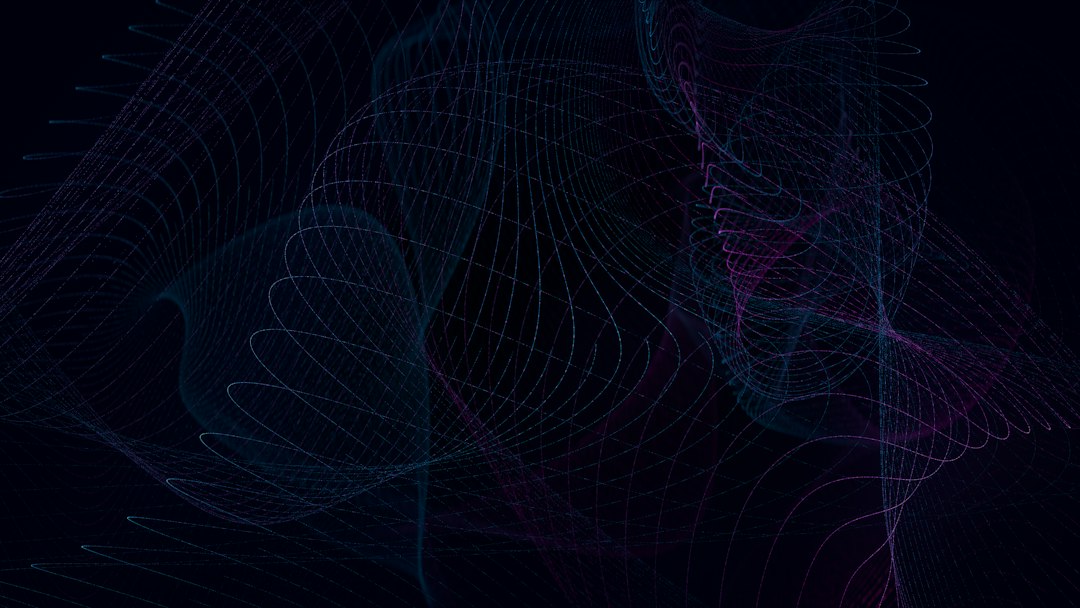 An abstract technological background showing a complex network of intersecting glowing lines on a dark canvas, representing competing data streams in a digital marketplace.